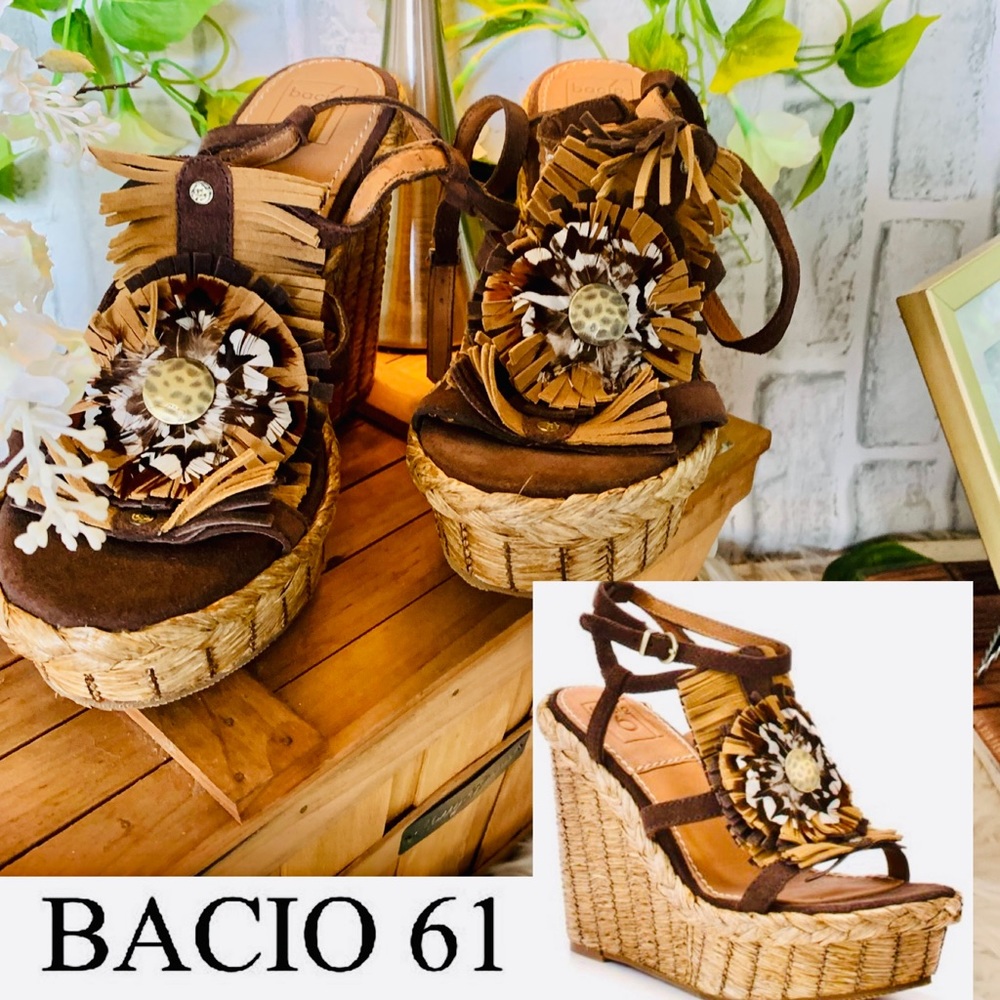 NWOT BoHo & Feather tweed platform wedge Sandal